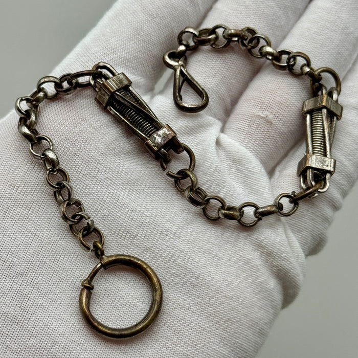 Catena orologio tasca metallo decoro molla art deco Francia 1930 ca