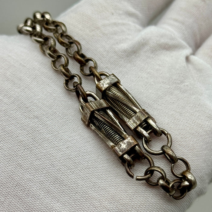 Catena orologio tasca metallo decoro molla art deco Francia 1930 ca