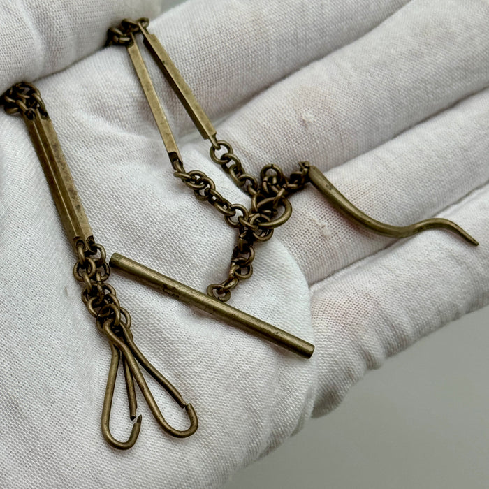 Catena orologio tasca metallo doppie maglie lunghe Regno Unito 1930 ca
