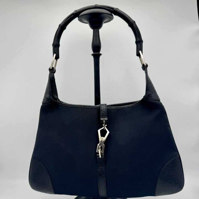 Borsa Gucci Jackie in tela e pelle nera 2000 ca