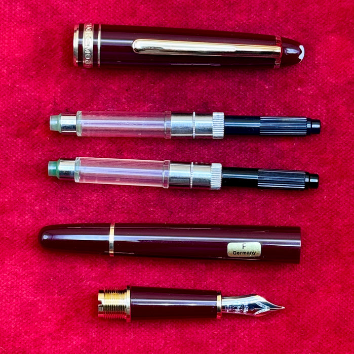 Montblanc Meisterstuck bordeaux penna stilografica pennino F oro 585 Germania 2010 ca