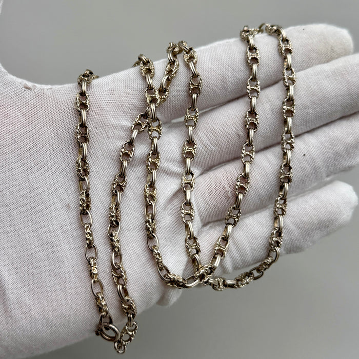 Collana catena argento 925 maglia marina Italia 1970 ca