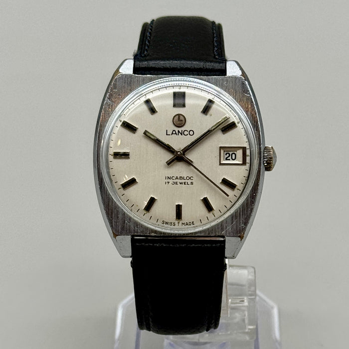 Lanco Incabloc 17 jewels orologio da polso acciaio manuale Swiss 1970 ca
