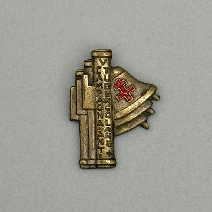 Distintivo Giornata delle Due Croci ventennio campagna antitubercolare campane 1930 ca