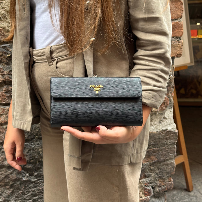 Portafoglio Prada pelle nera con scatola 2020 ca