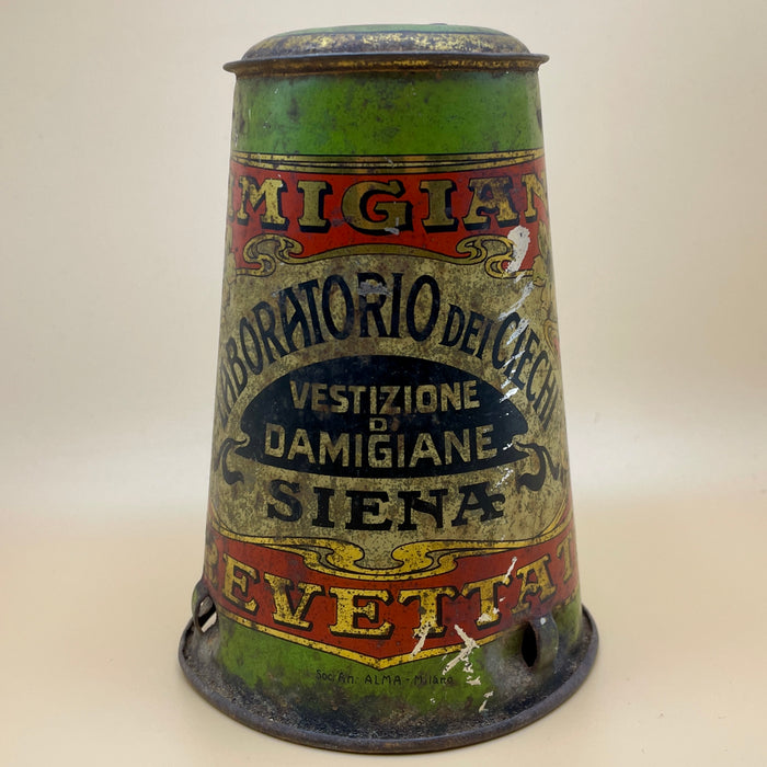 Laboratorio dei Cechi Siena tappo damigiana pubblicitario litografato Alma 1910 ca