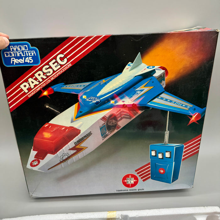 Parsec Radio Computer Reel 45 astronave gioco vintage con scatola 1970 ca