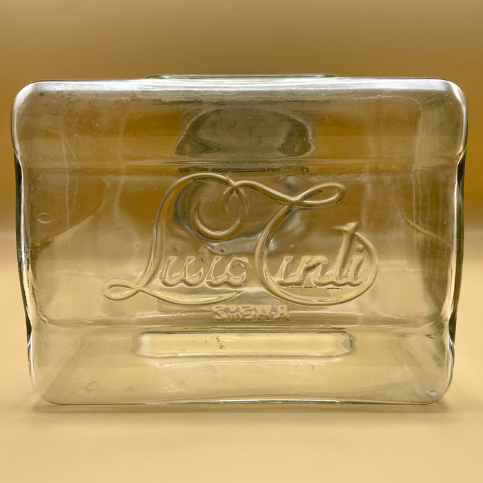 "Livio Tinti" vaso porta caramelle pubblicitario Siena 1950 ca