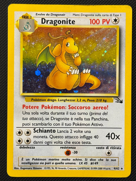 Dragonite 4/62 ITA Fossil holo unlimited carta Pokemon