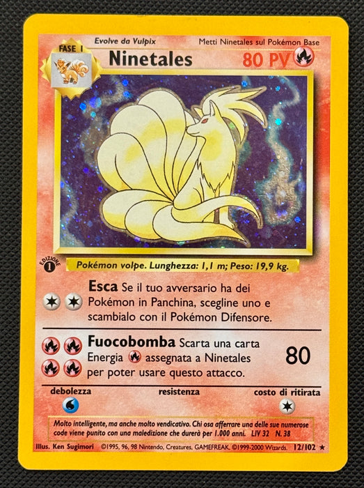 Ninetales 12/102 ITA Prima Edizione Set Base holo carta Pokemon