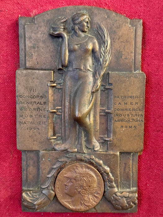 Placca bronzo VII Concorso Vetrine Natalizie Roma 1964