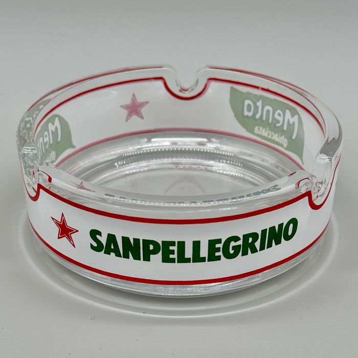 Sanpellegrino Menta Ghiacciata posacenere pubblicitario vetro vintage 1980 ca