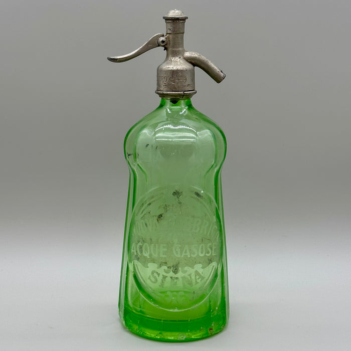 Nuova Fabbrica Acque Gasose Siena seltz sifone vetro verde 1900 ca