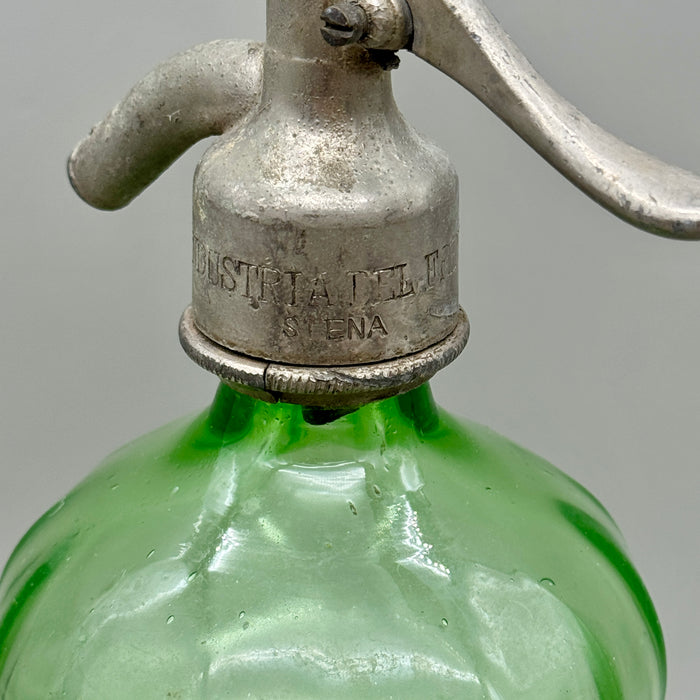 Nuova Fabbrica Acque Gasose Siena seltz sifone vetro verde 1900 ca