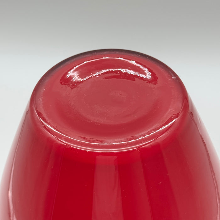 Vaso incamiciato rosso bianco vetro Murano 1990 ca