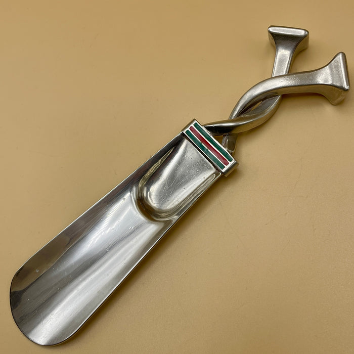 Gucci calzascarpe in metallo placcato argento e smalti vintage 1970 ca