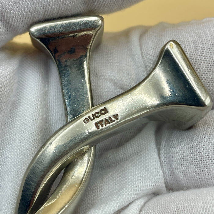 Gucci calzascarpe in metallo placcato argento e smalti vintage 1970 ca