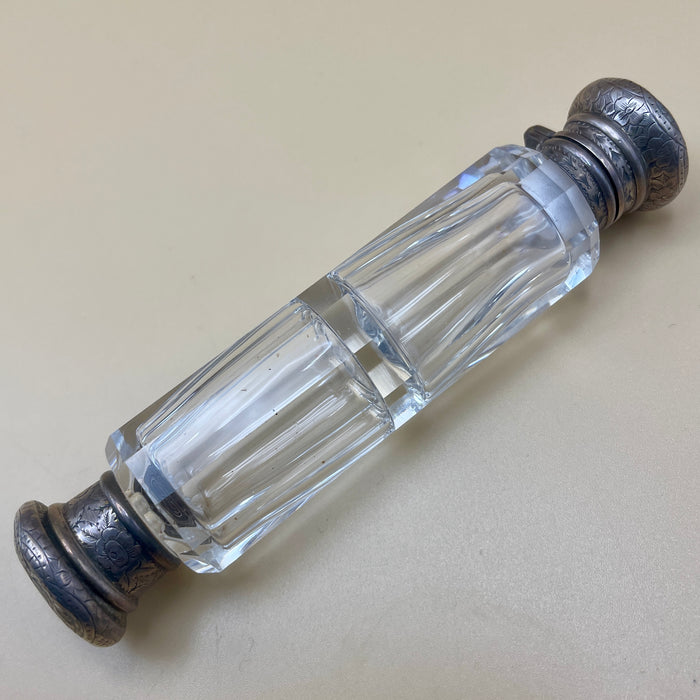 Flacone da profumo Vittoriano silver doppio tappo UK inizio XX sec.