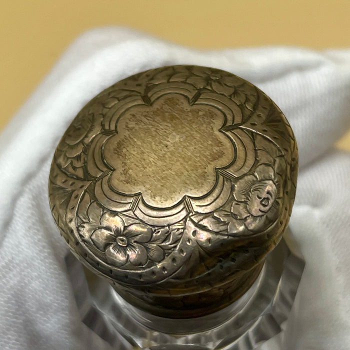 Flacone da profumo Vittoriano silver doppio tappo UK inizio XX sec.