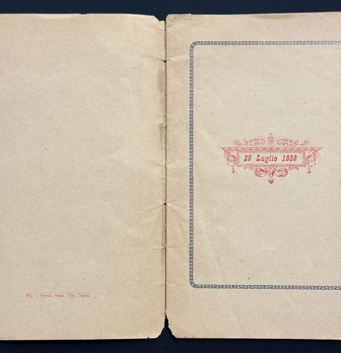 "Note storiche sulle Contrade Soppresse" libretto Contrada della Torre Siena 29 Luglio 1888