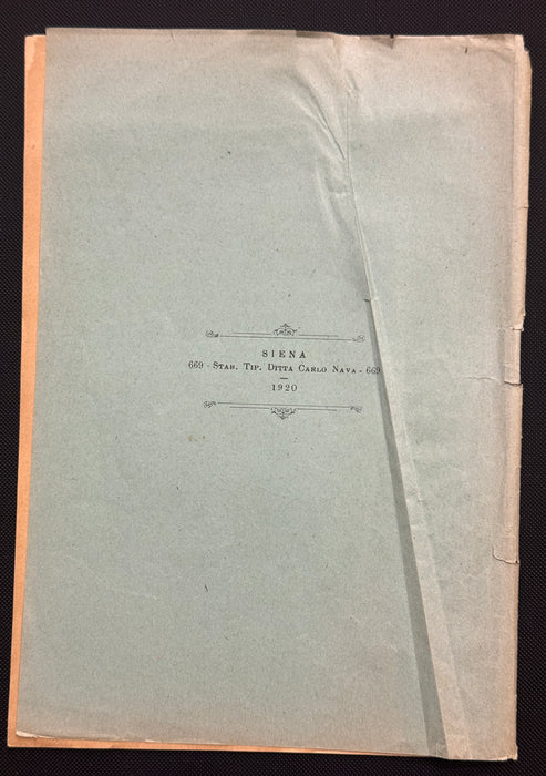 "La Casa della Misericordia & della Sapienza - ai Protettori" libretto Contrada del Drago Siena 1920