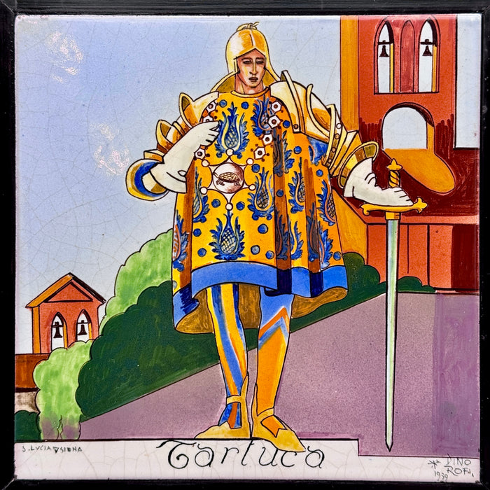 Dino Rofi – Contrada della Tartuca – mattonella ceramica in cornice - 1939