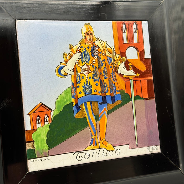 Dino Rofi – Contrada della Tartuca – mattonella ceramica in cornice - 1939
