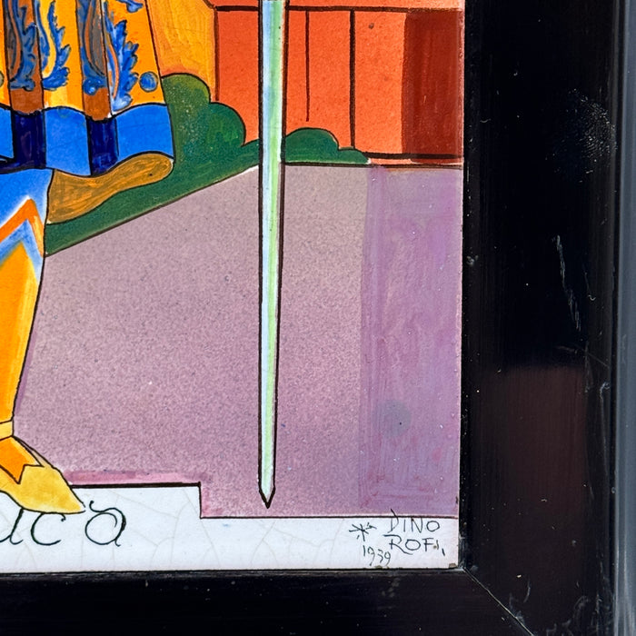 Dino Rofi – Contrada della Tartuca – mattonella ceramica in cornice - 1939