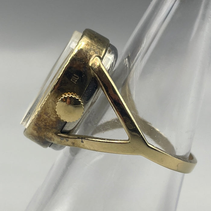 Chaika anello orologio meccanico cassa dorata misura 17,5 Russia 1970 ca