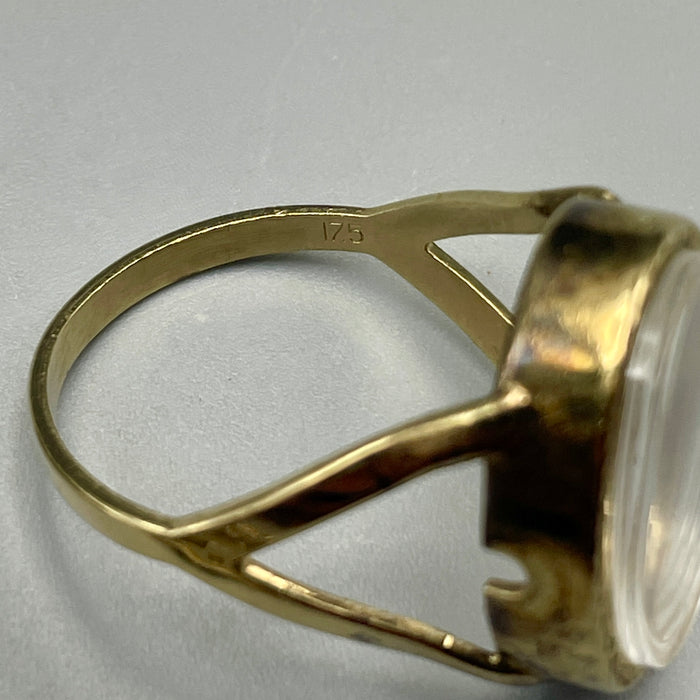 Chaika anello orologio meccanico cassa dorata misura 17,5 Russia 1970 ca