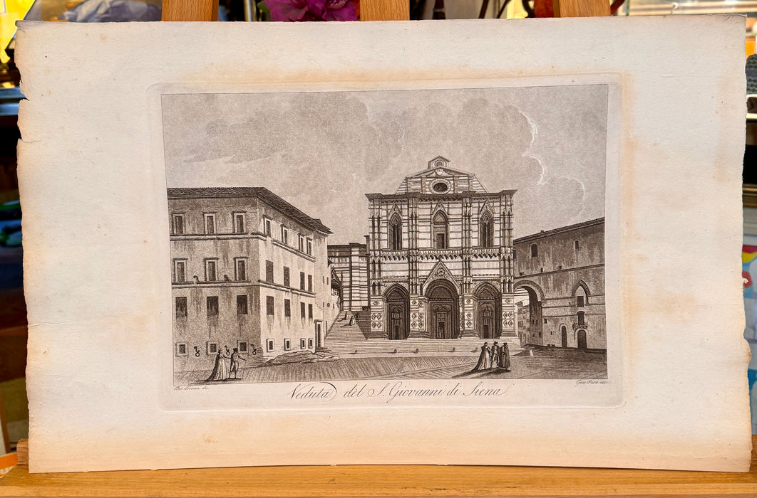 Antonio Terreni - "Veduta del S.Giovanni di Siena" - incisione su carta - 1801