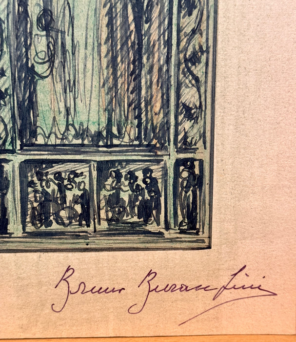Bruno Buracchini – “Studio per porte" – tecnica mista su carta – 1970 ca