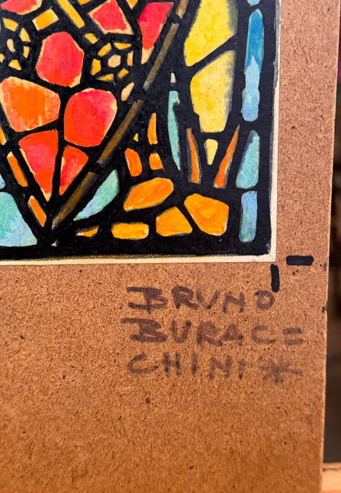 Bruno Buracchini – “Studio di vetrata Santa Caterina da Siena" – tecnica mista su masonite – 1968