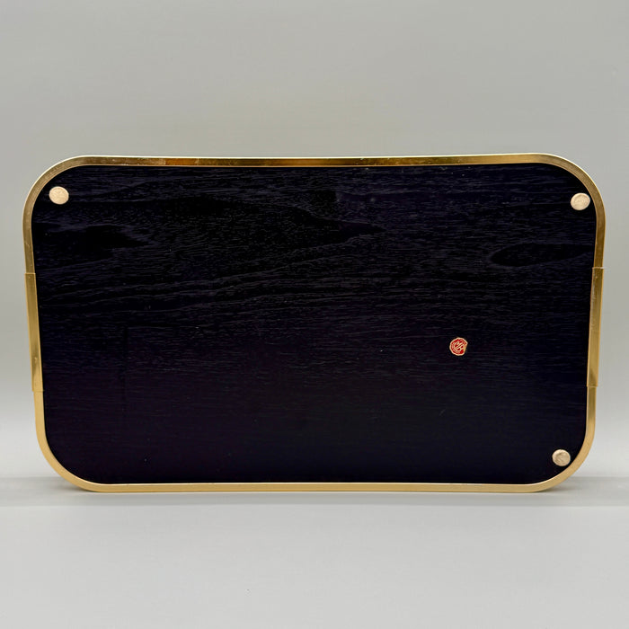 Vassoio MB dorato con specchio stile Hollywood Regency Italia 1970 ca