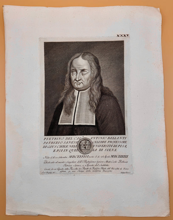Pietrino del Cav. Antonio Bellanti Patrizio Sanese incisione acquaforte su carta G. Pazzi 1770
