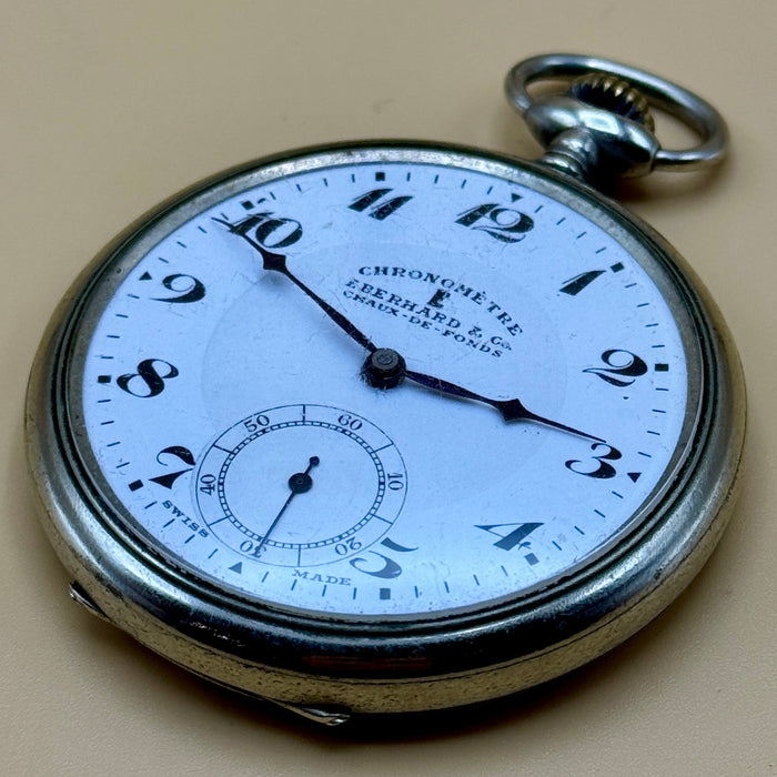 Eberhard & Co. Chronomètre orologio da tasca meccanico 50 mm acciaio Swiss 1930 ca