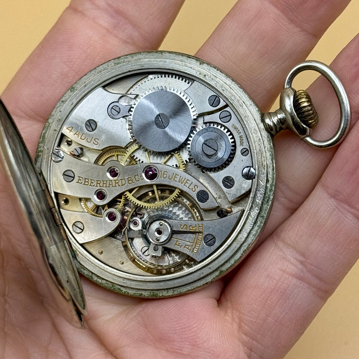 Eberhard & Co. Chronomètre orologio da tasca meccanico 50 mm acciaio Swiss 1930 ca