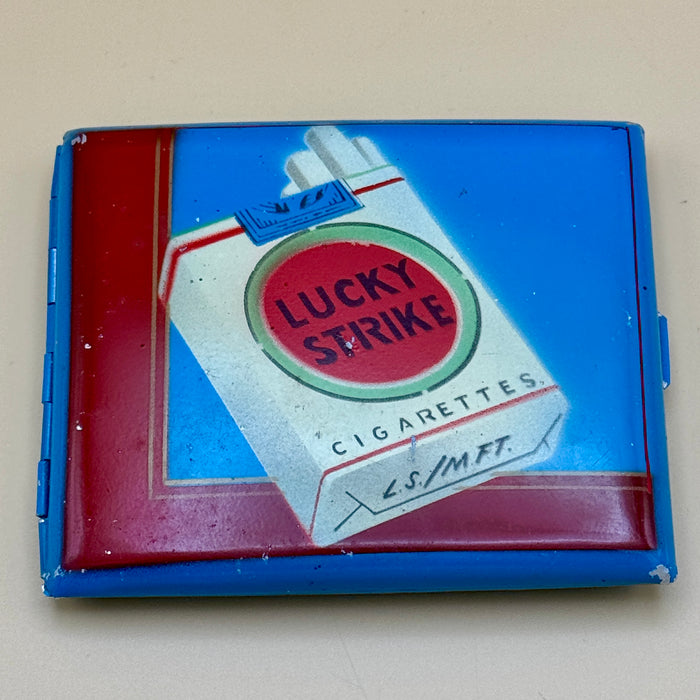Portasigarette pubblicitario Lucky Strike litografato vintage 1950 ca U.S.A.