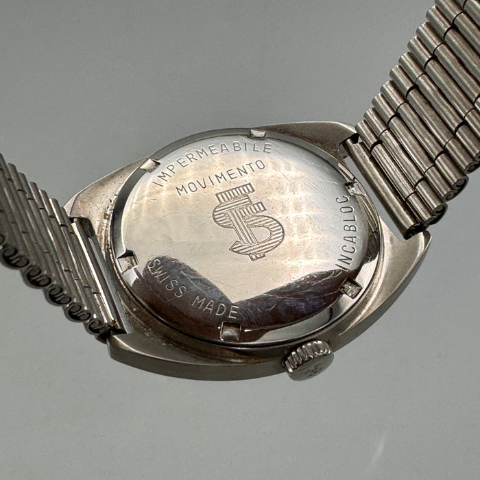 Perseo orologio FS quadrante beige meccanico cromato 36 mm Swiss 1970 ca