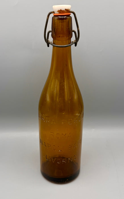 Bottiglia Birra Peroni rilievo tappo in ceramica 1920 ca