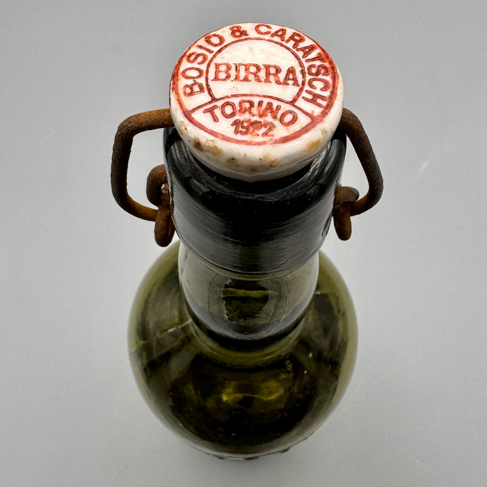 Bottiglia Birra Bosio & Caratsch Torino rilievo tappo in ceramica 1920 ca