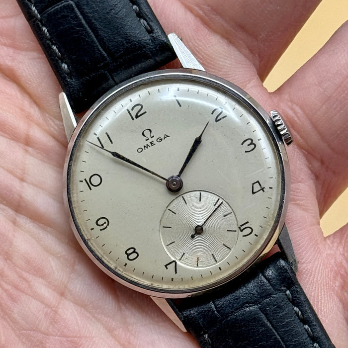 Omega Geneve orologio meccanico cal. 30T2 cassa acciaio 35 mm Swiss 1940 ca