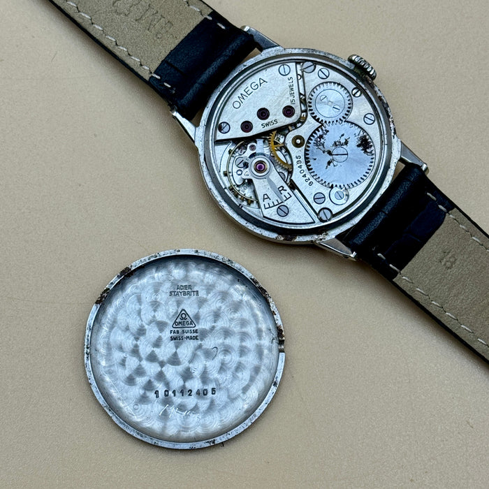 Omega Geneve orologio meccanico cal. 30T2 cassa acciaio 35 mm Swiss 1940 ca