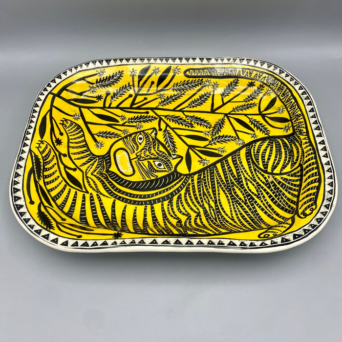 Vassoio ceramica Vicky Lindo Tigre giallo Nero UK 2020 ca