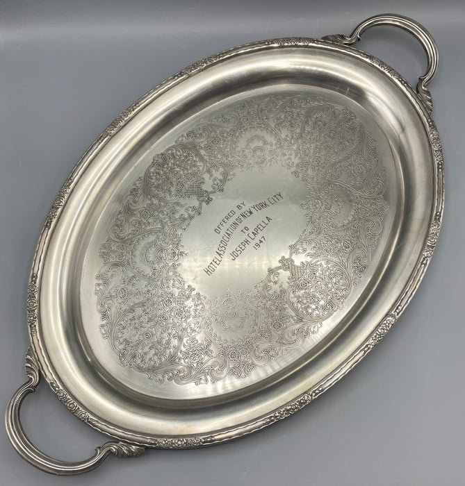 Vassoio New York Hotel Association placcato argento Camille 1947