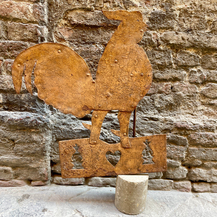 Galletto a vento in ferro battuto segnavento metà XX secolo
