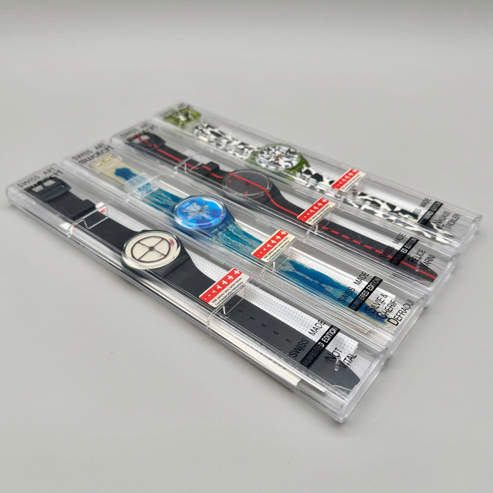 Swatch "Swiss Art Edition 700° Confederazione Elvetica" set completo 4 orologi quarzo 34 mm Swiss 1991