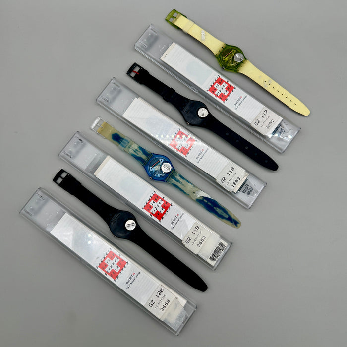 Swatch "Swiss Art Edition 700° Confederazione Elvetica" set completo 4 orologi quarzo 34 mm Swiss 1991