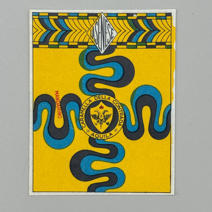 Aquila "Caramella della Contrada Mandarino" La Senese cartina imballo 1950 ca