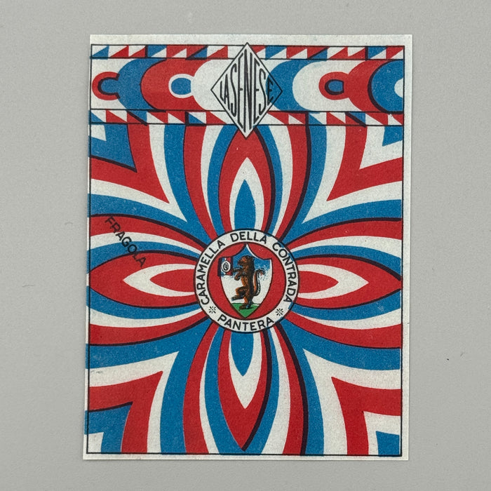 Pantera "Caramella della Contrada Fragola" La Senese cartina imballo 1950 ca